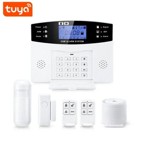 Tuya 4G Wireless GSM alarm system with control panel, sensors