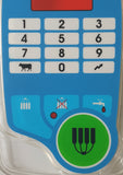 Close up of milk meter keypad front.